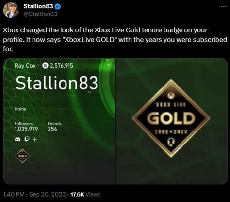 Xbox live gold badge on profile - 中文 (繁體) 日本語. Having been an xbox live gold member since 2006 i recently missed a comple of months of Gold subscription and now my Tenure has dissapeared from my profile. Please can you let me know when my Tenure.